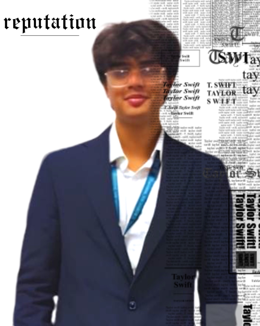 Editorial portrait of Hritish Narayanan composed with newspaper typography and cutout treatment